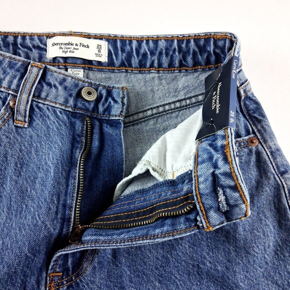 Abercrombie & Fitch The Taper Jean Women's Size 0 Long Medium Wash High Rise - Picture 6 of 8
